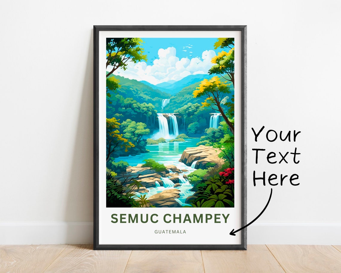 Personalized Semuc Champey Guatemala Jungle Falls Scenic Travel Poster