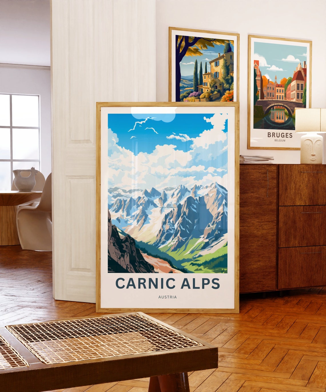 Carnic Alps Austria Snowy Mountain Valley Landscape Art Poster - Image 5