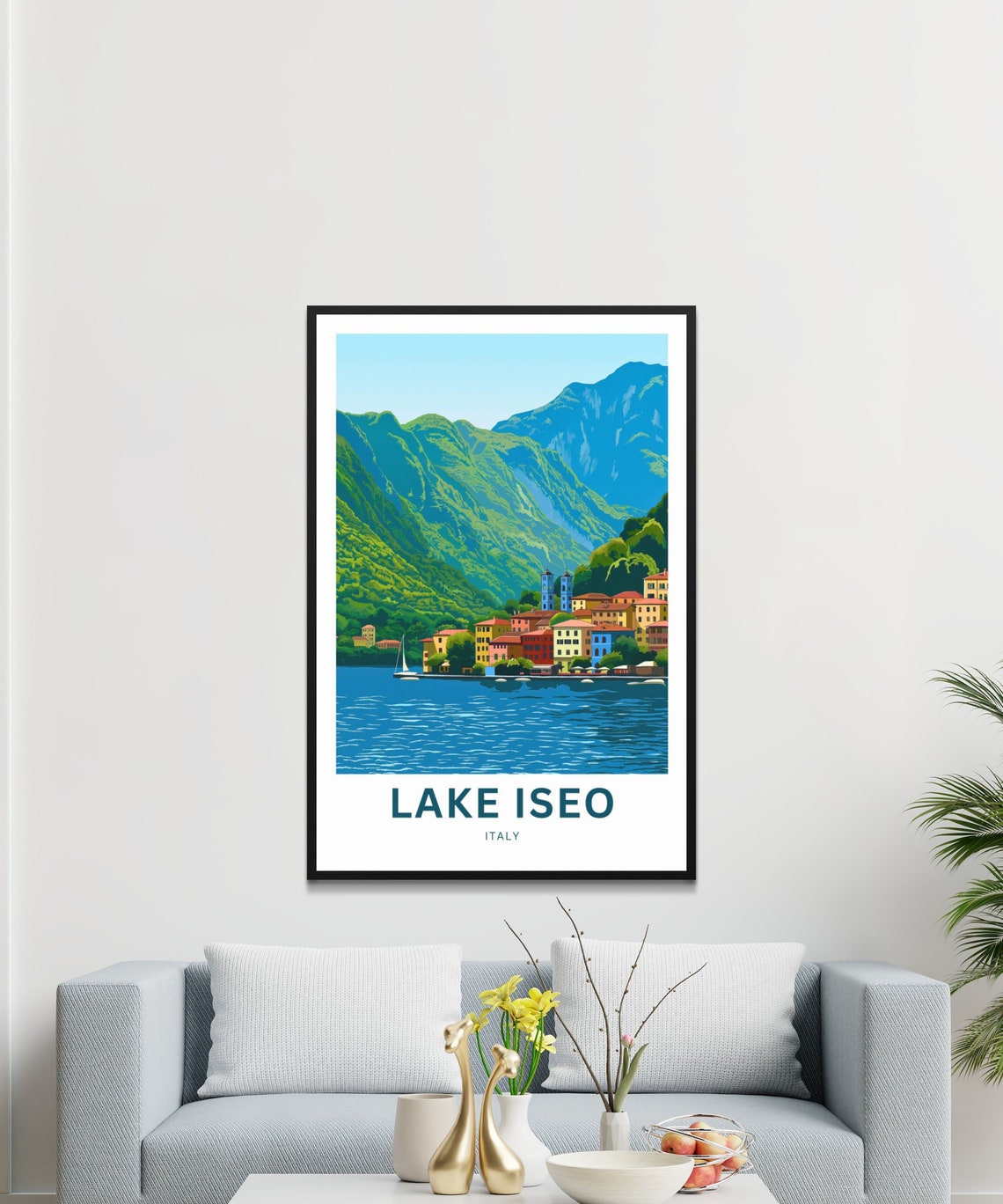 Personalized Lake Iseo Italy Lakeside Village Custom Text Poster - Image 3
