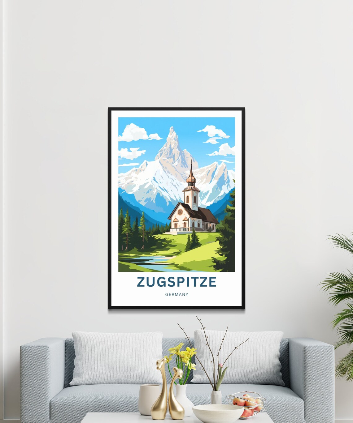 Zugspitze Germany Alpine Church Mountain Peak Custom Art Poster - Image 3