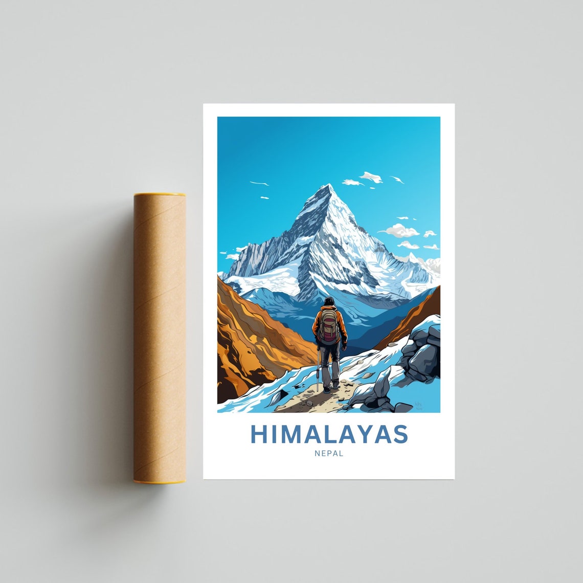 Himalayas Nepal Mountain Trek Hiker Personalized Travel Poster - Image 4