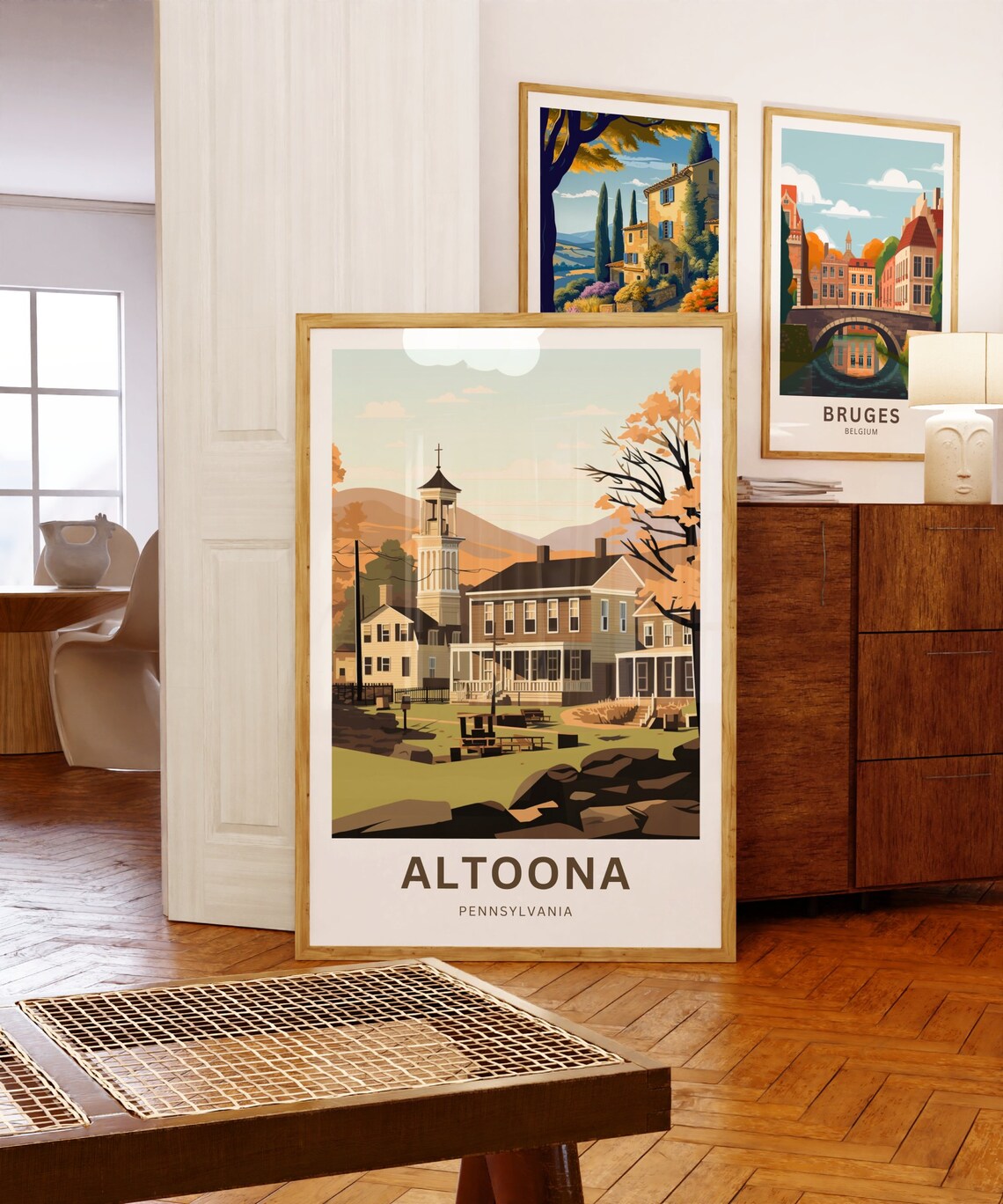 Altoona Pennsylvania Autumn Small Town Church Steeple Travel Poster - Image 5
