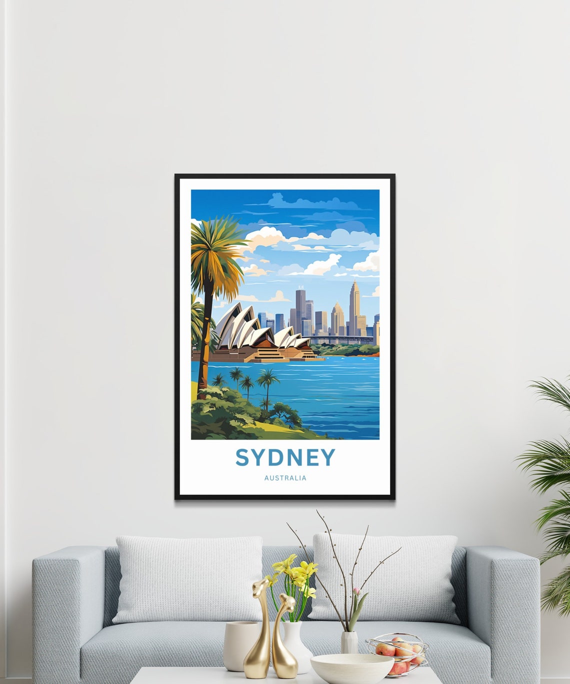 Sydney Australia Opera House Harbor Skyline Palm Trees Poster - Image 3