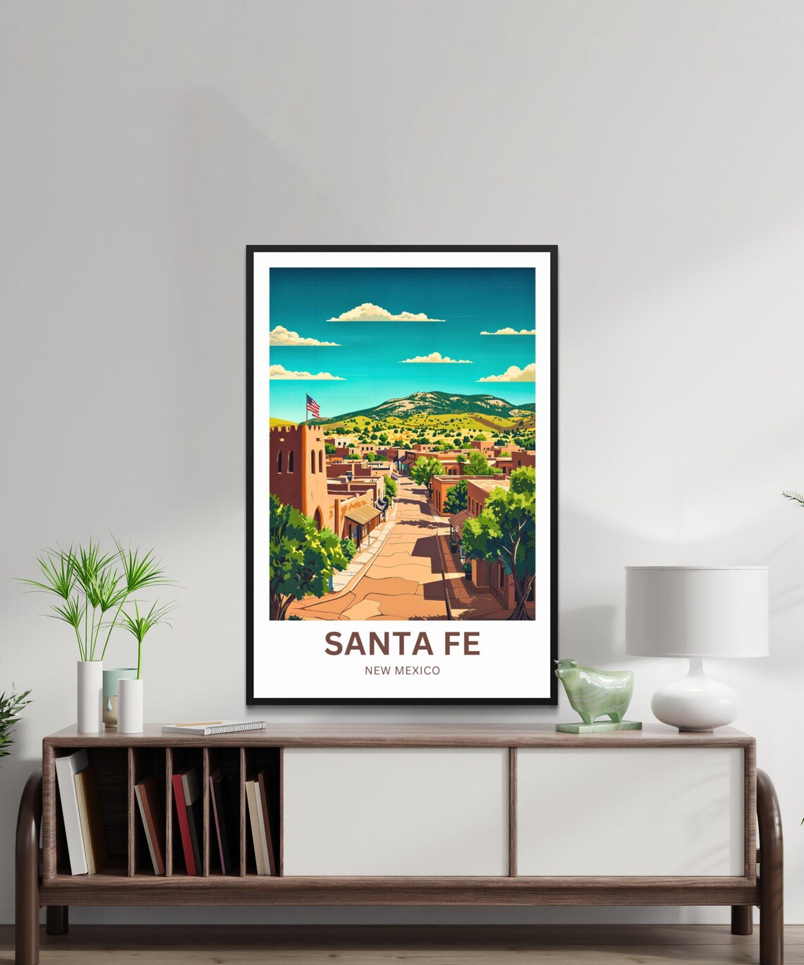 Santa Fe New Mexico Adobe Old Town Street Desert Travel Poster - Image 2