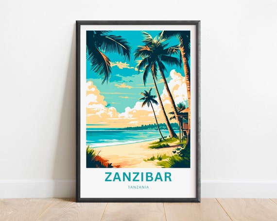 Zanzibar Travel Print Zanzibar Poster Tanzania Wall Art Framed Present Gift Tanzania Present