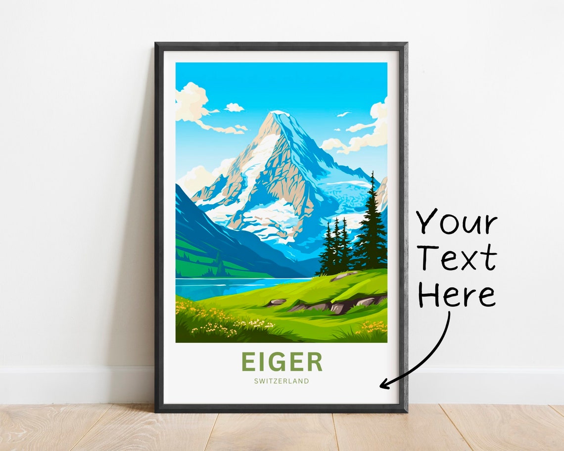 Personalized Eiger Switzerland Summer Alpine Lake Travel Poster