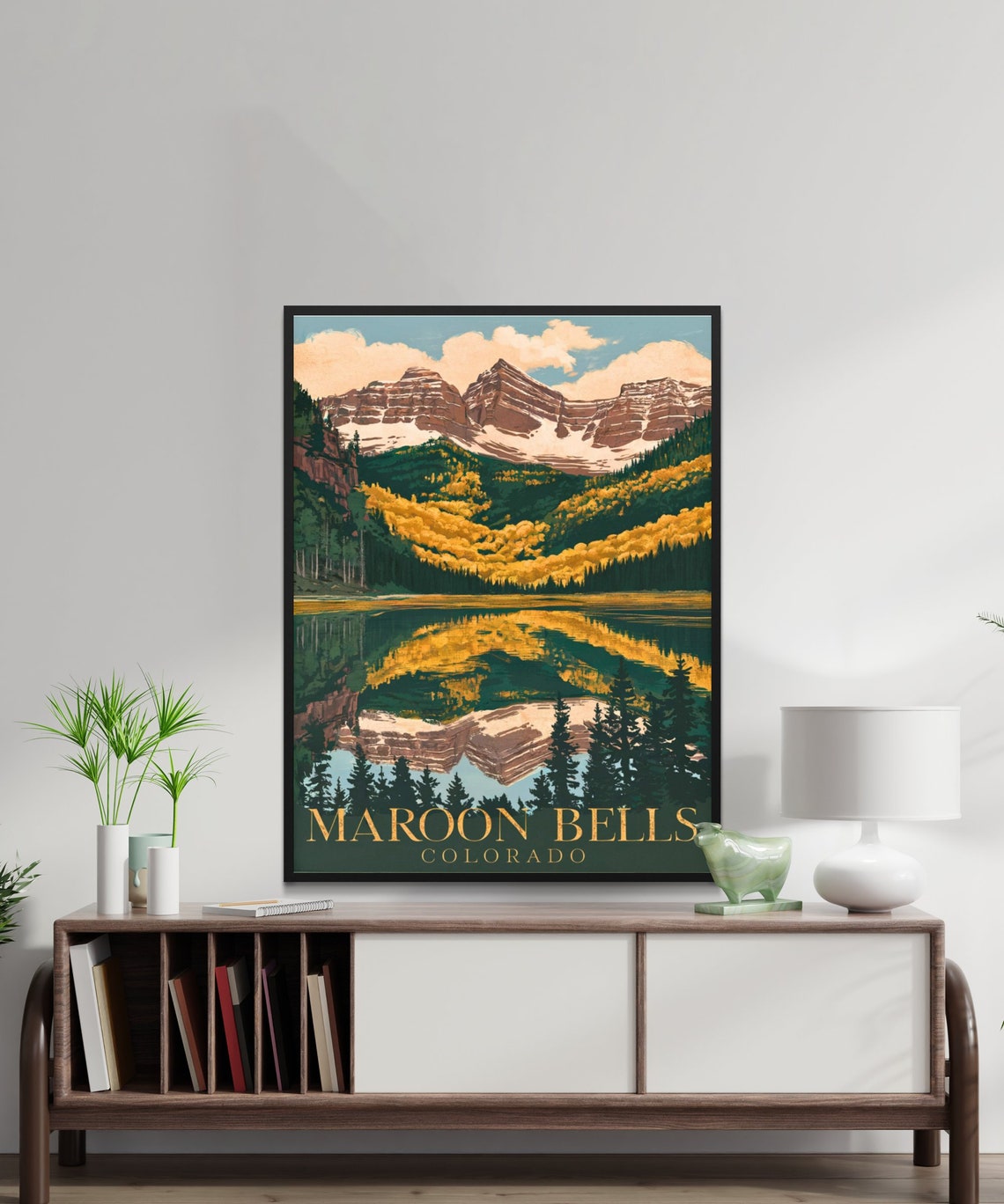 Maroon Bells Colorado Autumn Aspens Lake Reflection Poster Art - Image 4