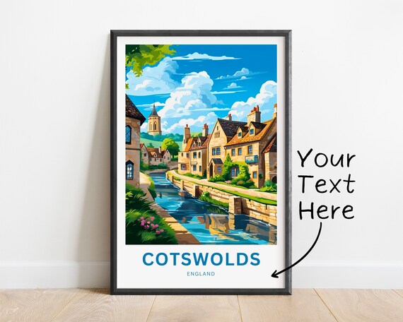 Personalized Cotswolds England Travel Village Riverside Art Poster