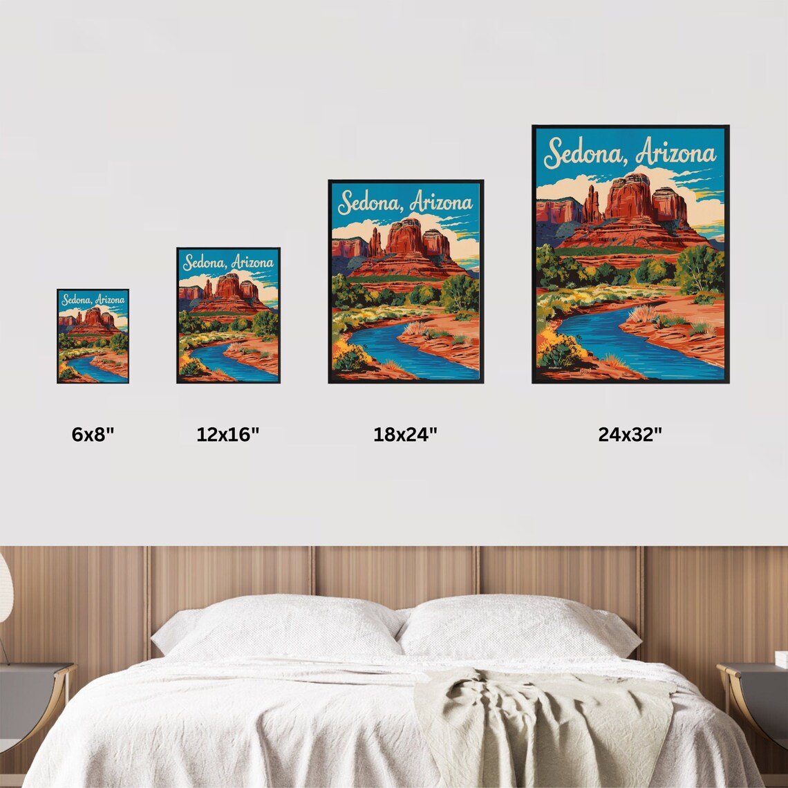 Sedona Arizona Red Rock Spires Desert Creek Vintage Travel Poster - Image 3