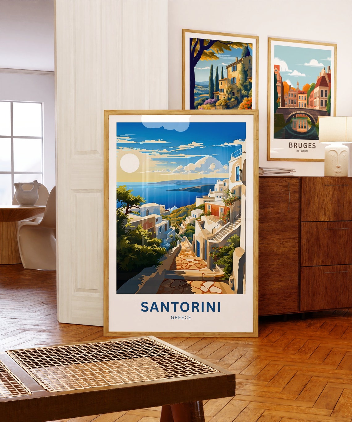 Santorini Greece Whitewashed Village Aegean Sea Sunset Travel Poster - Image 5
