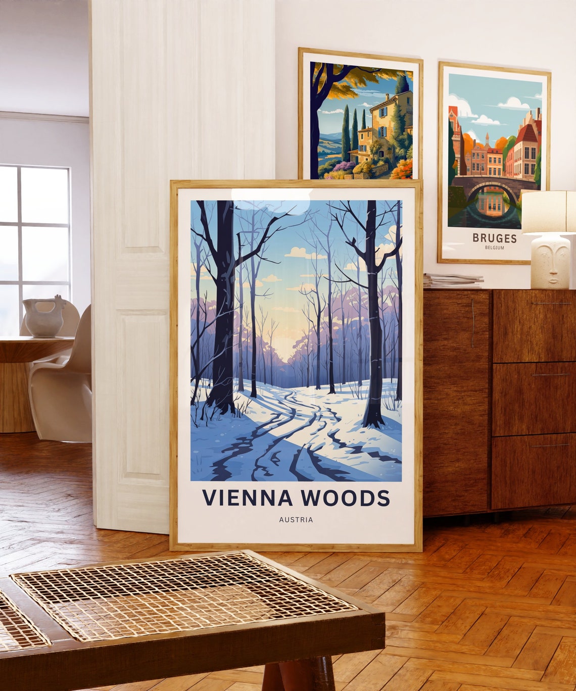 Vienna Woods Austria Winter Forest Snow Path Twilight Poster - Image 5