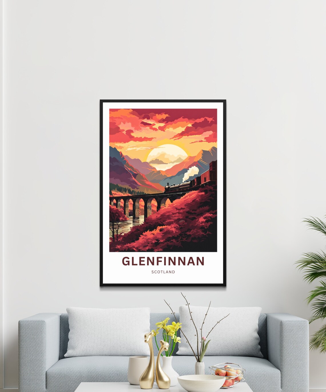 Glenfinnan Viaduct Scotland Sunset Mountain Landscape Poster - Image 3