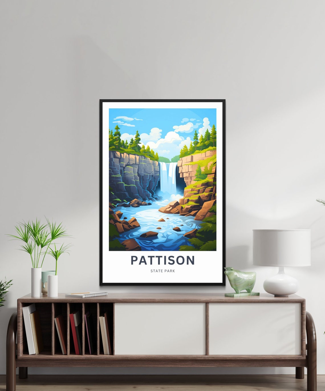 Pattison State Park Waterfall Gorge Rocky Cliffs Travel Poster - Image 2