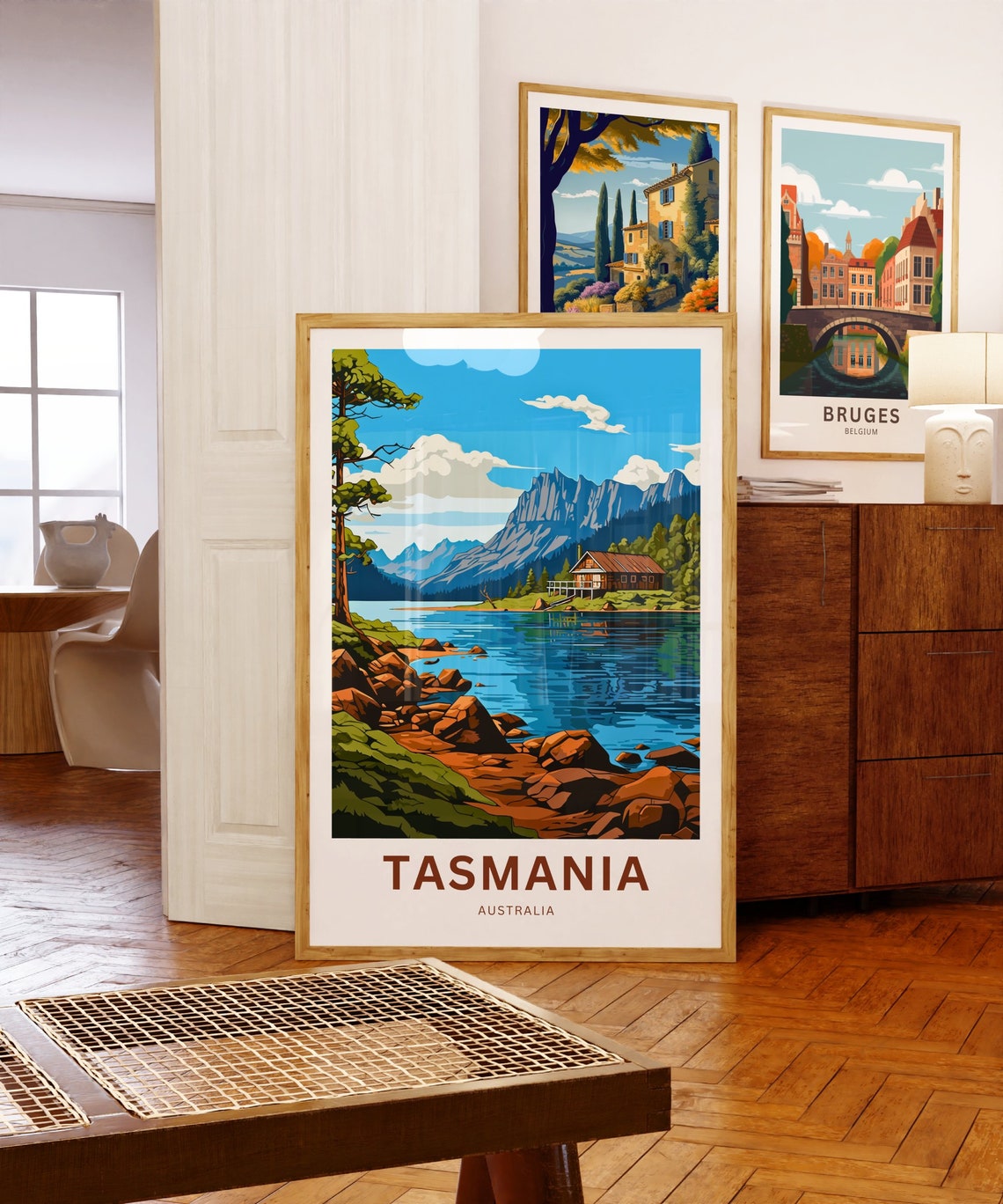 Tasmania Australia Alpine Lake Cabin Mountain View Travel Poster - Image 5