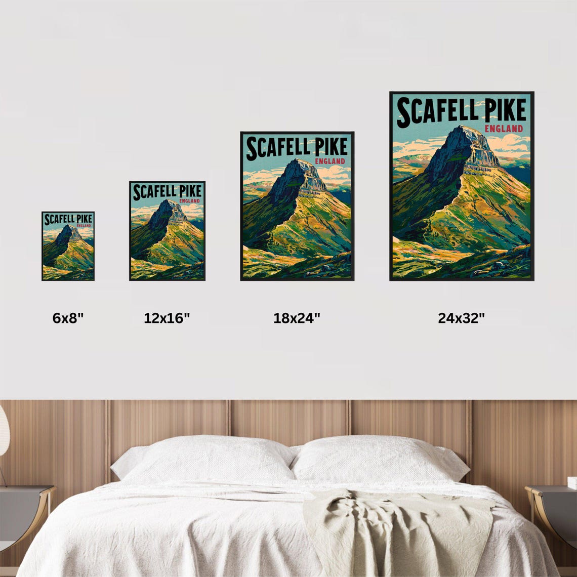 Scafell Pike England Retro Vintage Mountain Art Travel Poster - Image 2