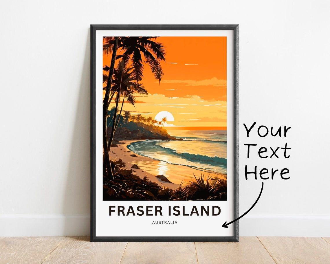 Fraser Island Australia Stunning Golden Sunset Beach Waves Poster