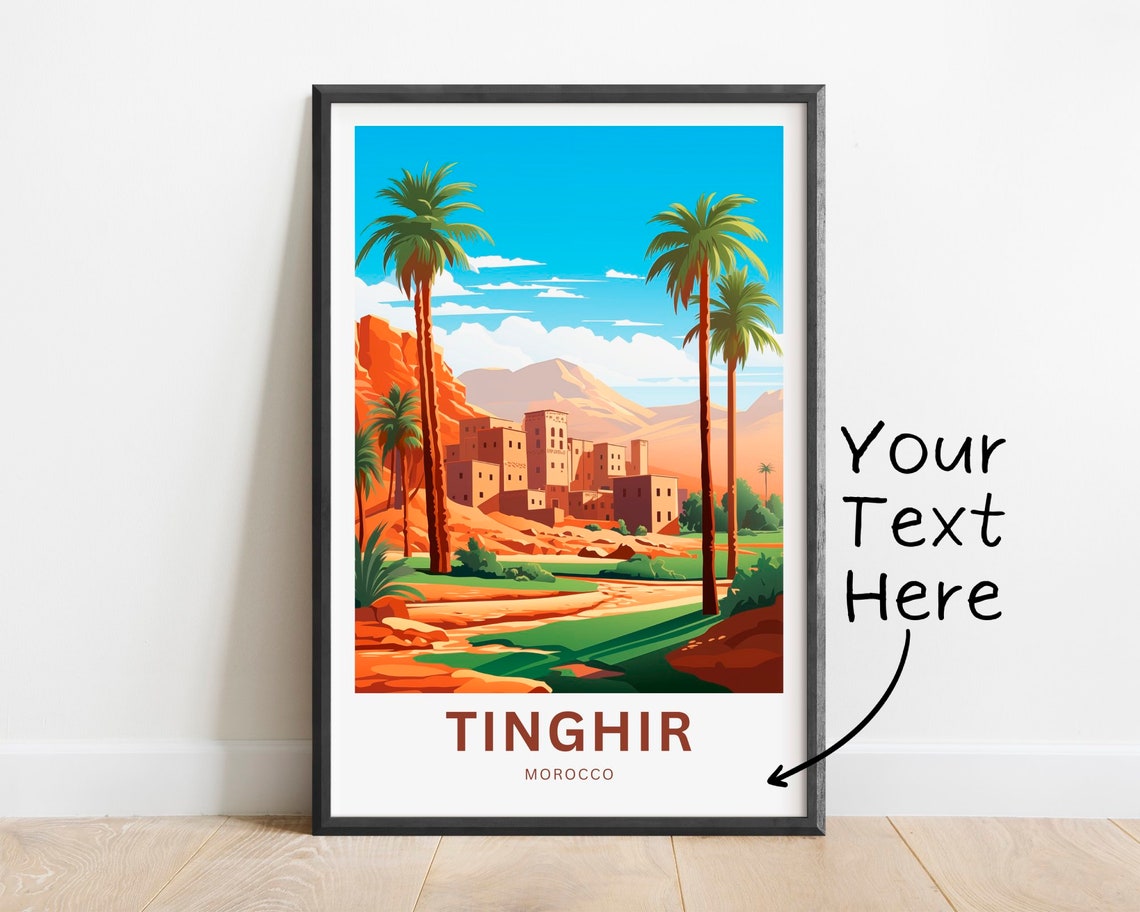 Personalized Tinghir Travel Print Tinghir Poster Morocco Wall Art Framed Present Gift Morocco Present