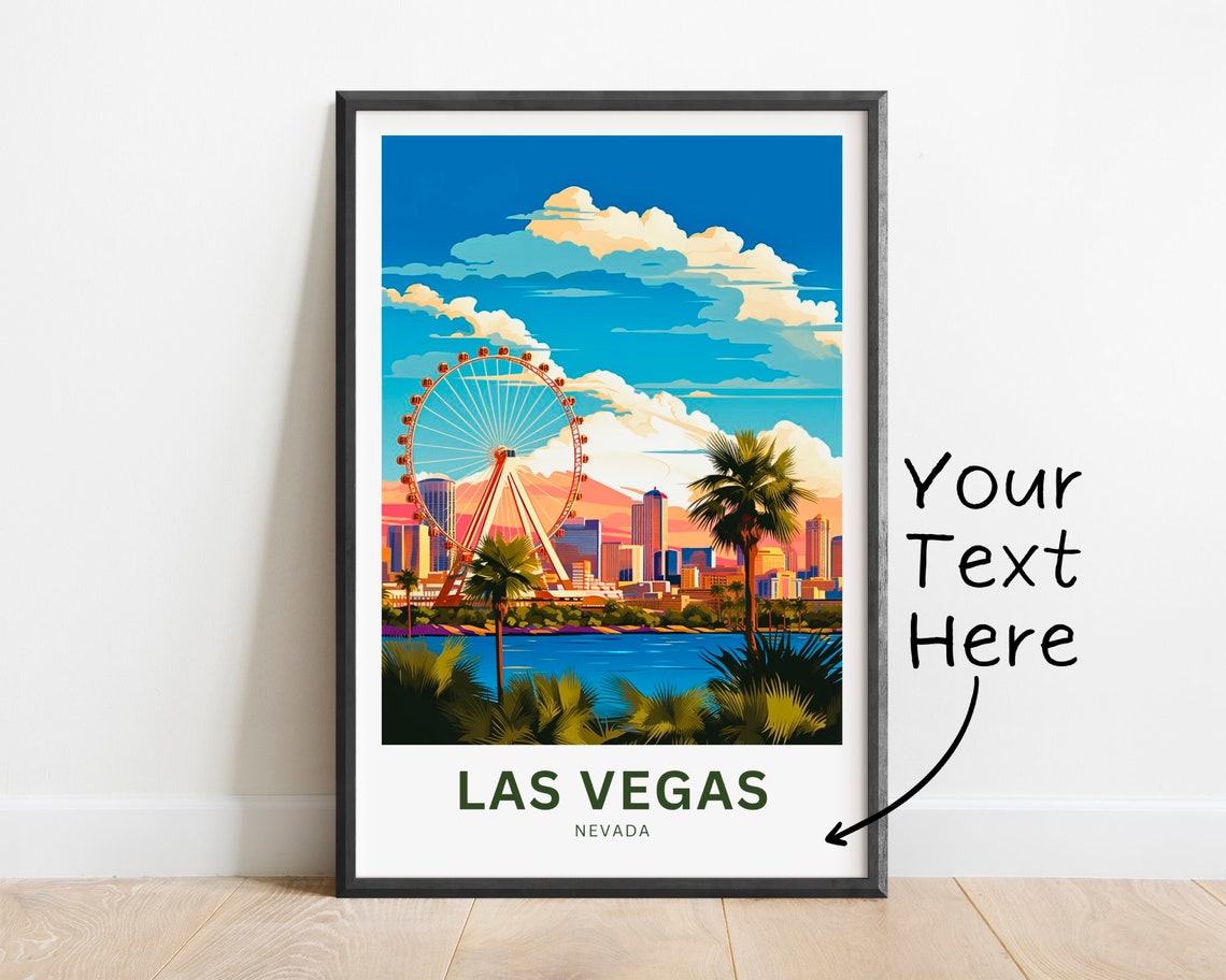 Las Vegas Nevada Custom High Roller Wheel Skyline Travel Poster