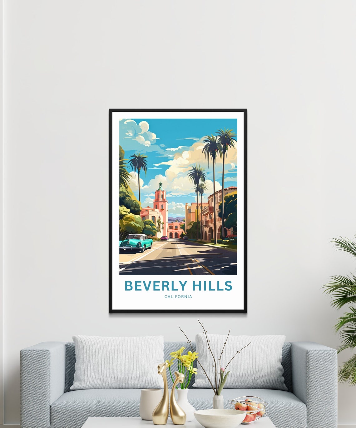 Personalized Beverly Hills California Classic Car Street Travel Poster - Image 3