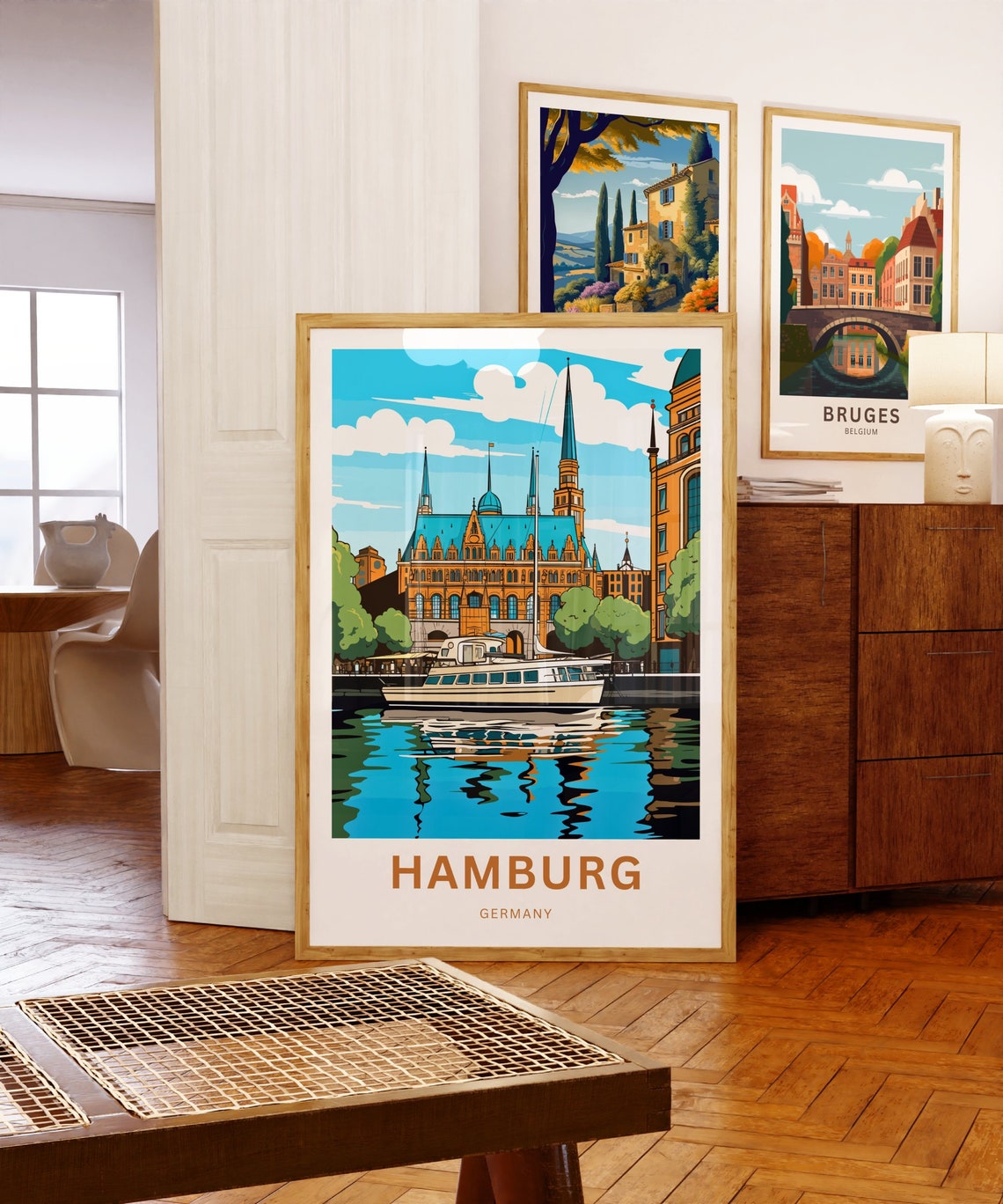 Hamburg Germany Historic City Hall Harbor Boat Cruise View Poster - Image 5