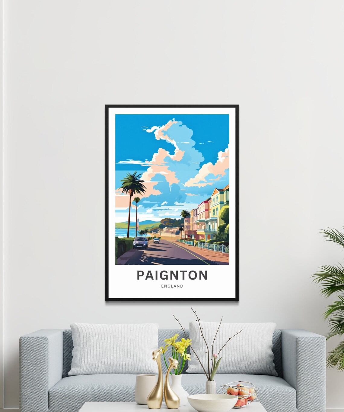 Paignton England Seafront Promenade Personalized Travel Poster - Image 3