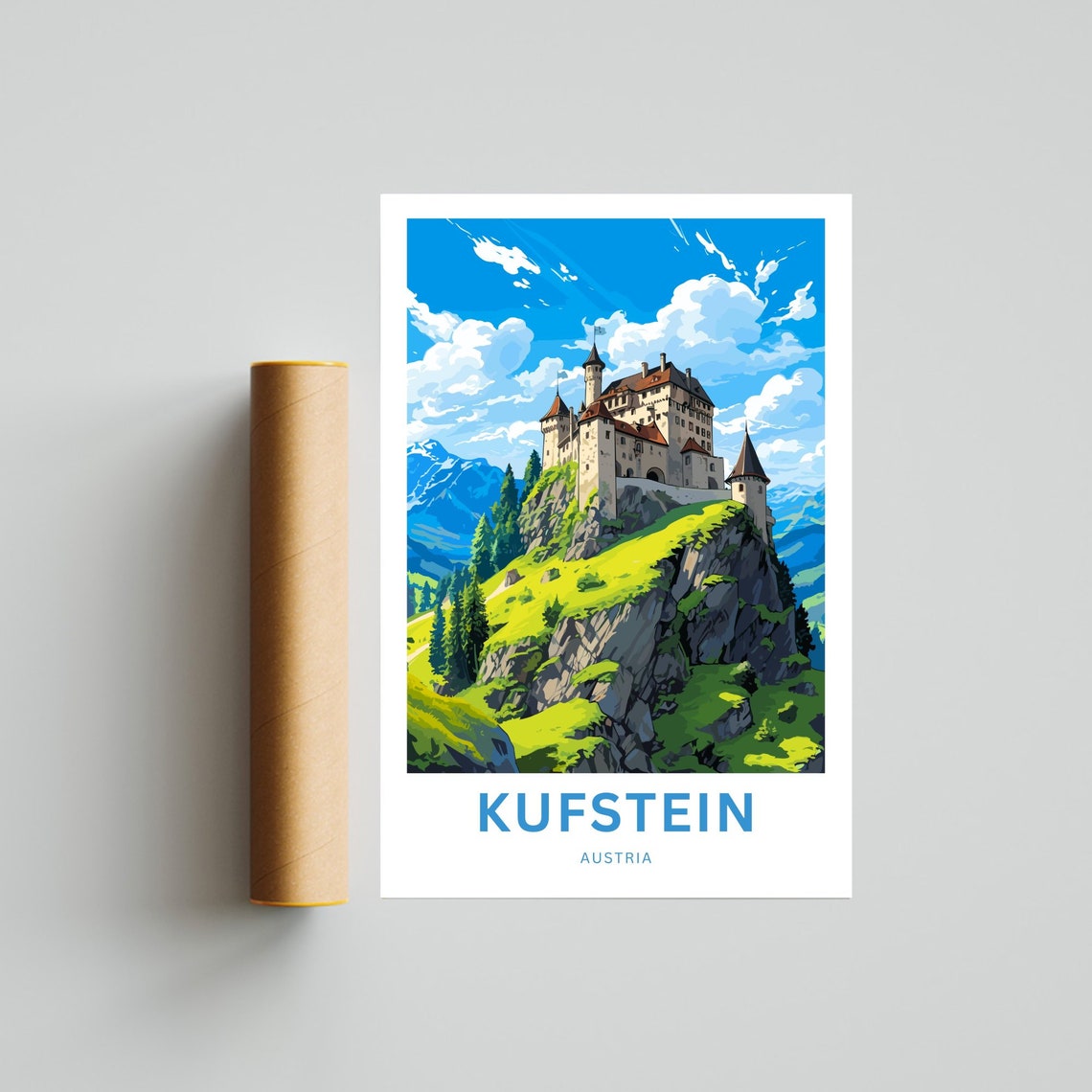 Kufstein Austria Cliff Fortress Alpine Mountain Valley Poster - Image 4