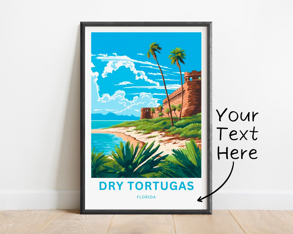Personalized Dry Tortugas Florida Fort Beach Palms Custom Poster