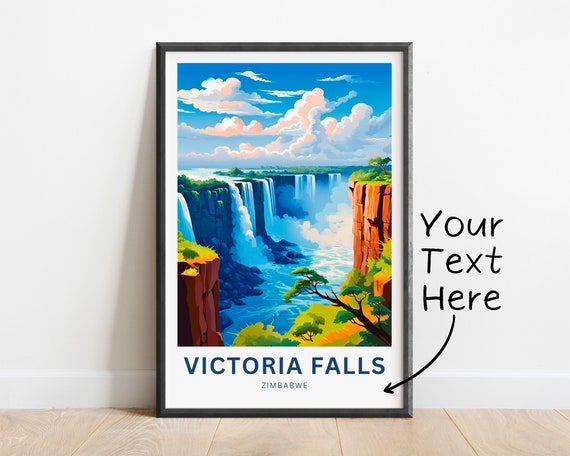 Personalized Victoria Falls Travel Print Victoria Falls Poster Zimbabwe Wall Art Framed Present Gift Africa Present