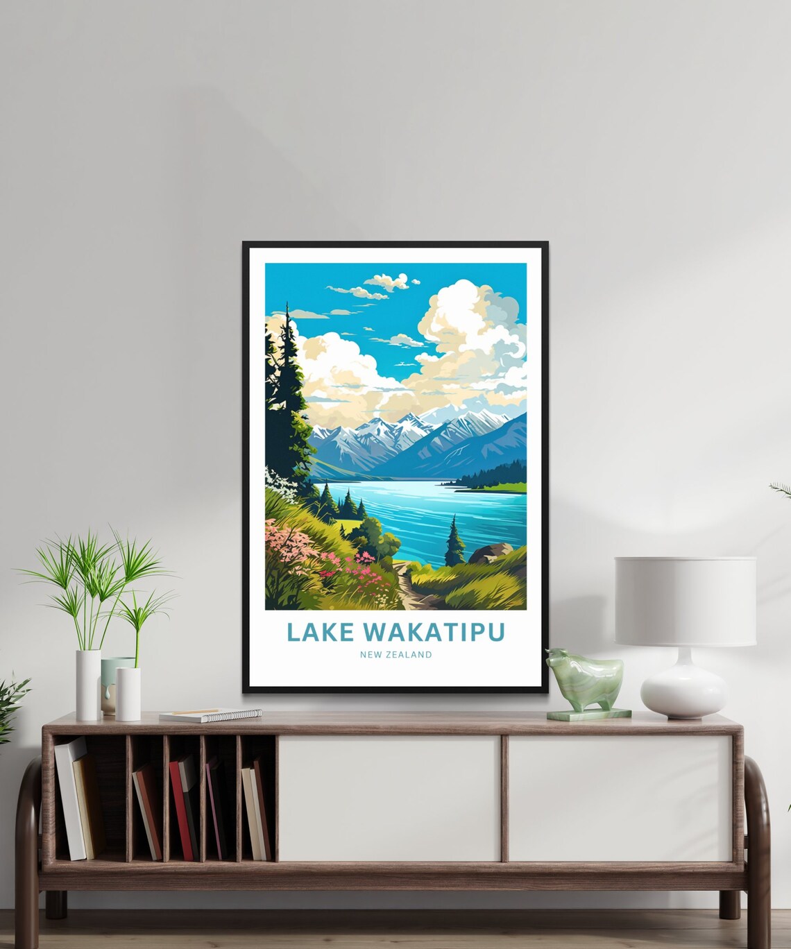 Lake Wakatipu New Zealand Scenic Wildflower Lakeside Trail Poster - Image 3