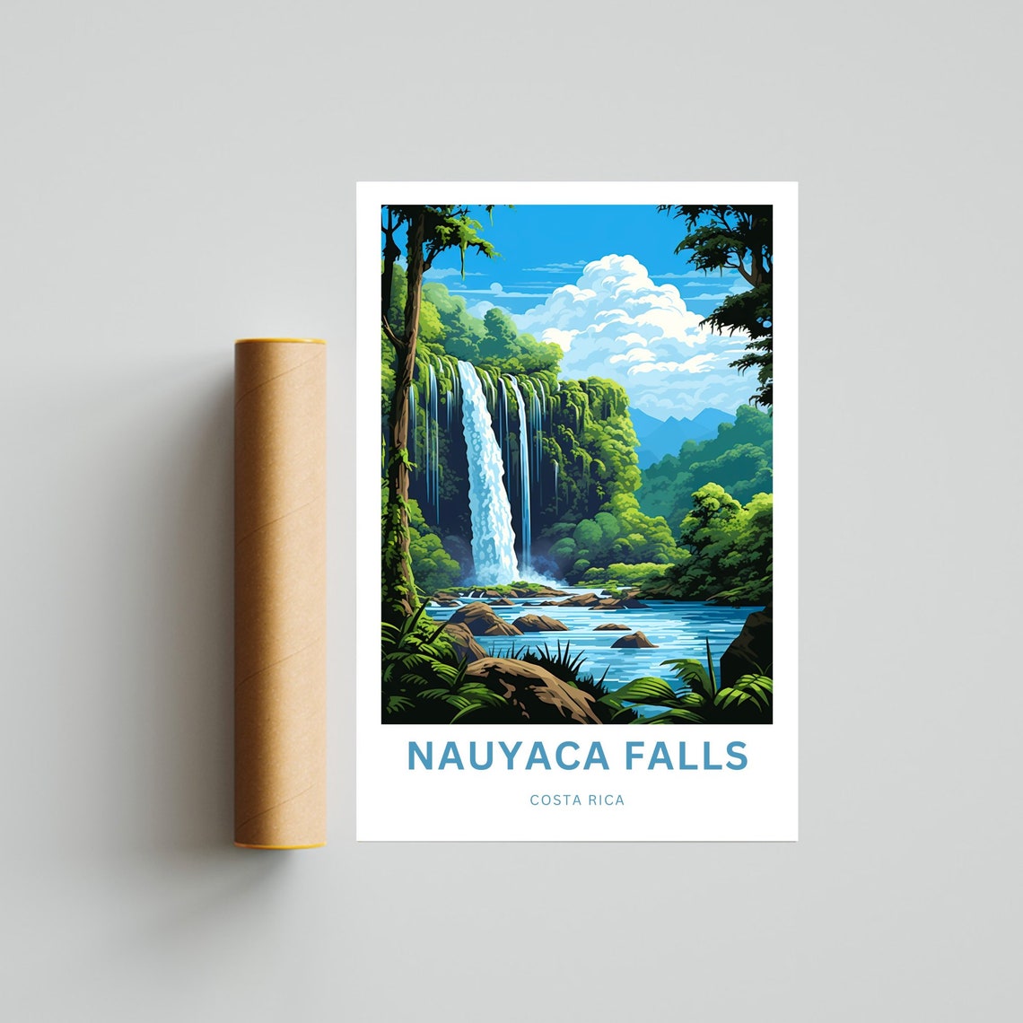 Nauyaca Falls Costa Rica Jungle Waterfall River Rocks Travel Poster - Image 4