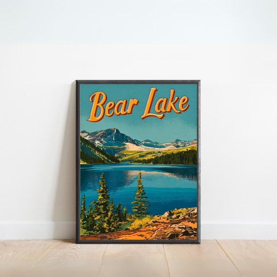 Bear Lake Vintage Travel Poster Print Utah Wall Art Framed Gift Idaho Present