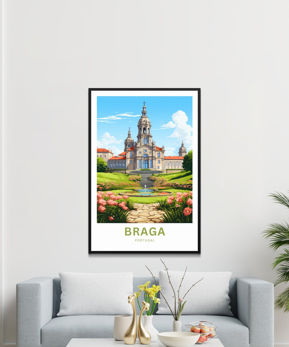 Personalized Braga Portugal Church Garden Custom Text Poster - Image 3