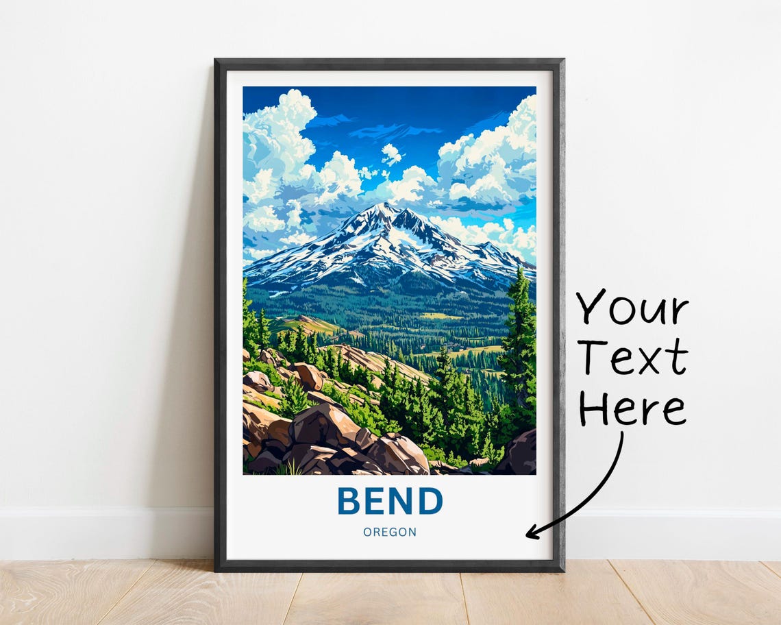 Bend Oregon Rugged Rocky Ridge Forest Mountain View Travel Poster - Image 2