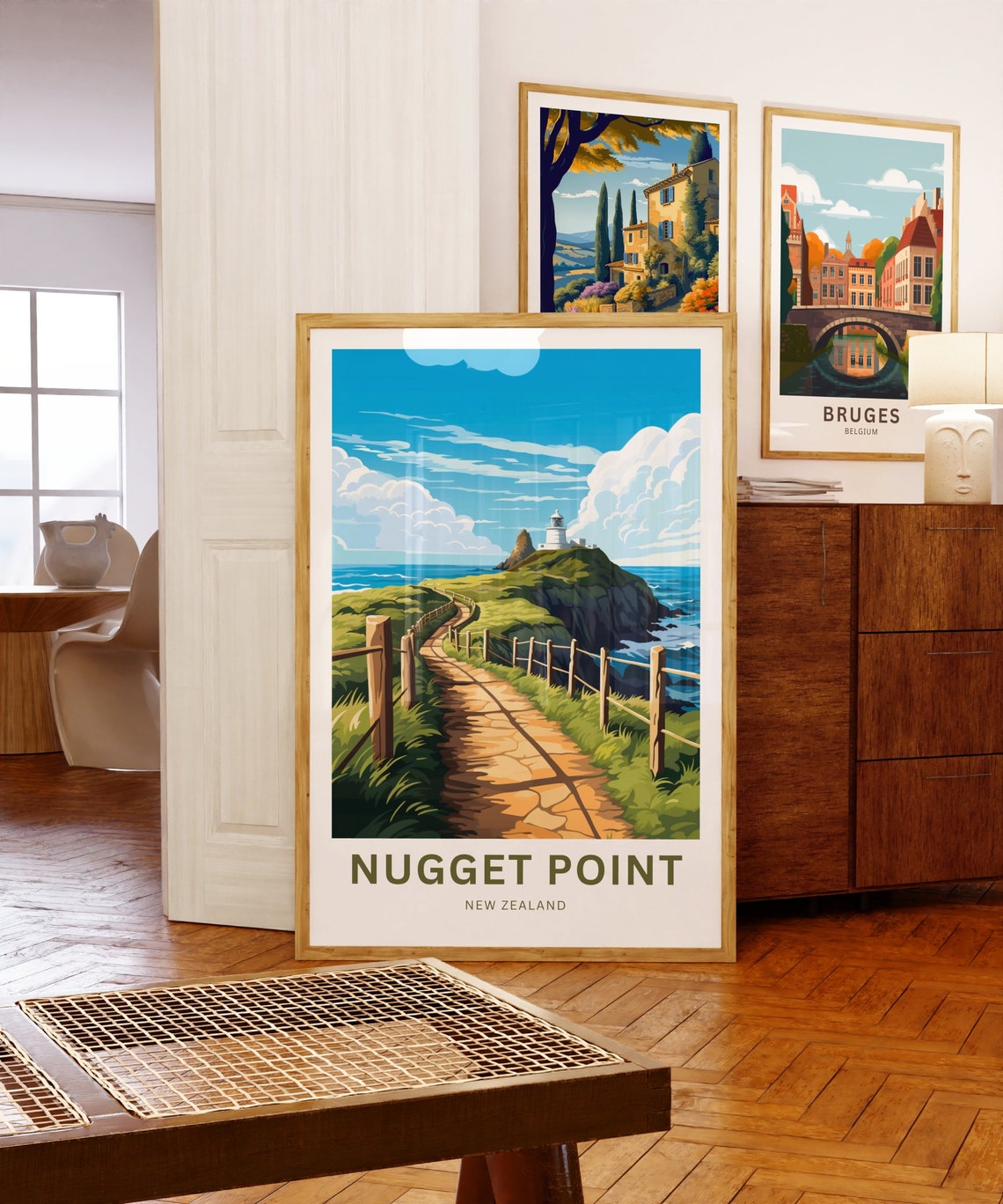 Nugget Point New Zealand Lighthouse Stone Path Ocean View Poster - Image 5