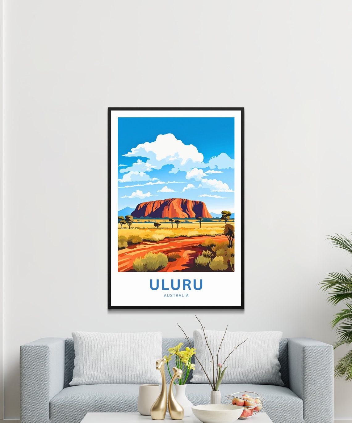 Uluru Australia Red Rock Desert Plain Vista Custom Text Poster - Image 3