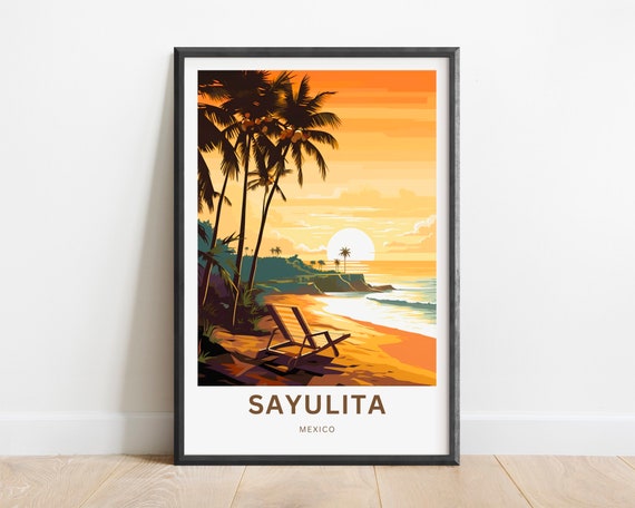 Sayulita Travel Print Sayulita Poster Mexico Wall Art Framed Present Gift Mexico Present