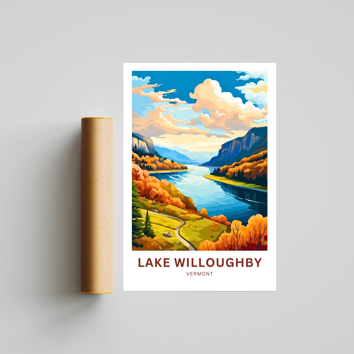 Personalized Lake Willoughby Vermont Fall Foliage Lake Poster - Image 4