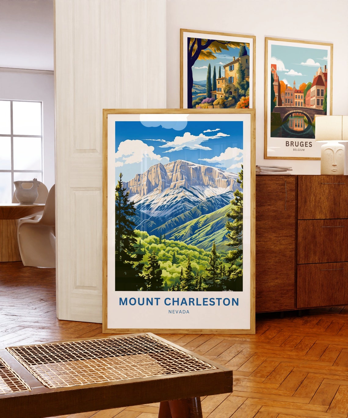 Personalized Mount Charleston Nevada Snow Peak Forest View Poster - Image 5