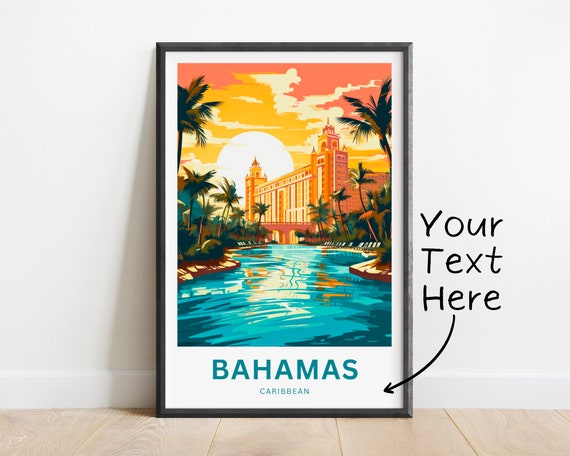 Personalized Bahamas Travel Print Bahamas Poster Caribbean Wall Art Framed Present Gift Caribbean Present