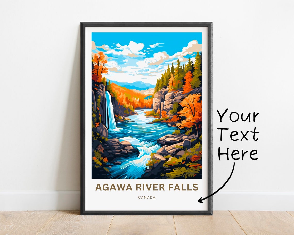 Personalized Agawa River Falls Canada Autumn Rapids Gorge Poster