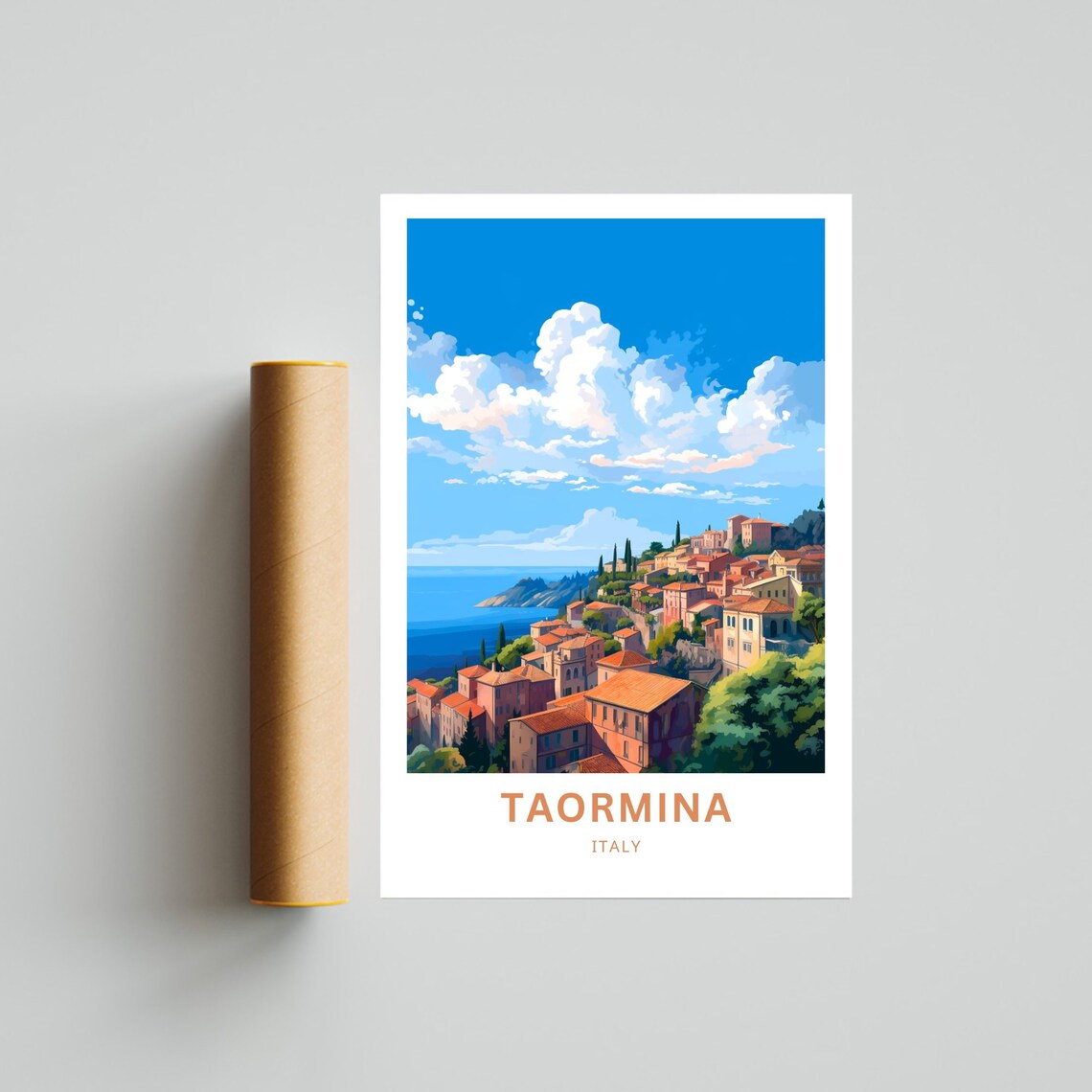 Taormina Italy Sicilian Coast Hilltop Old Town Vintage Travel Poster - Image 4