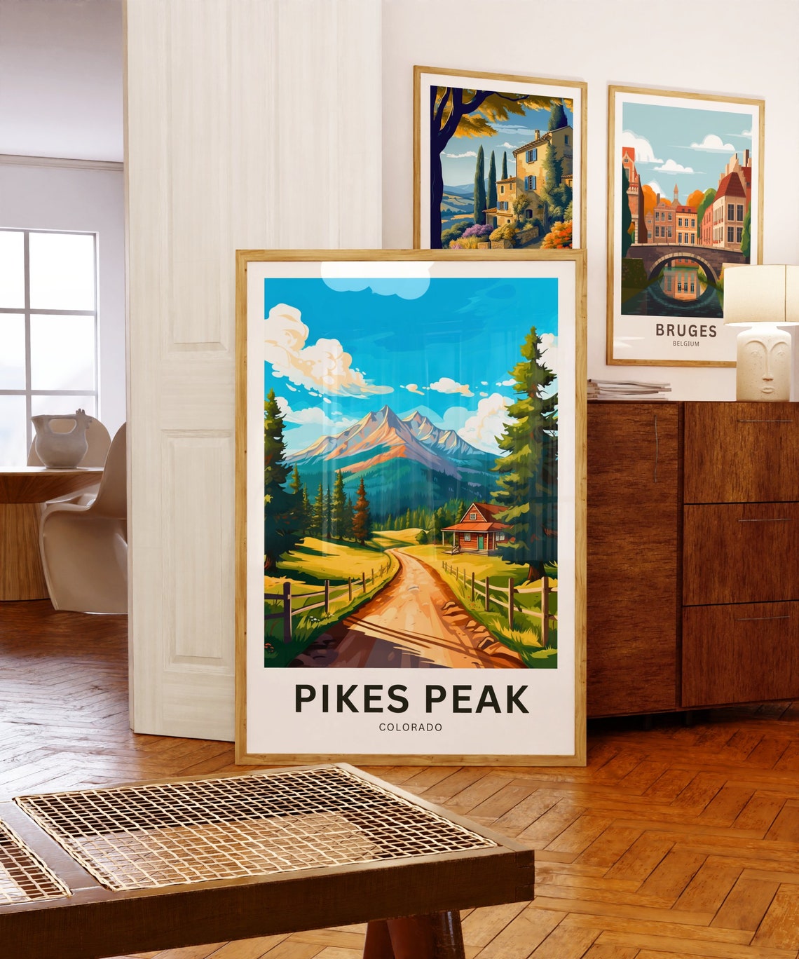 Pikes Peak Colorado Mountain Cabin Custom Text Travel Poster - Image 5