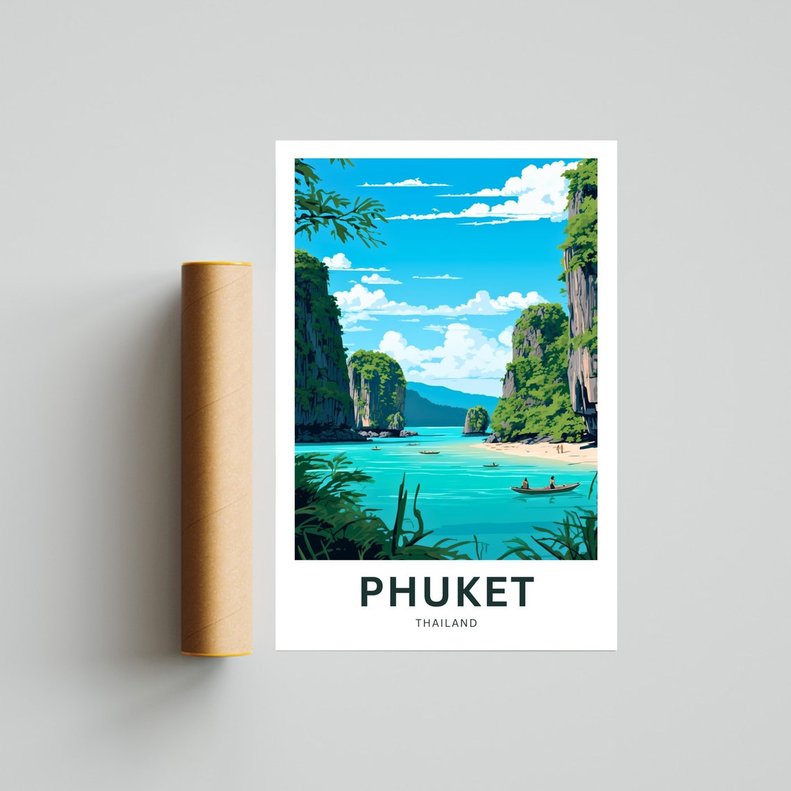 Personalized Phuket Thailand Karst Bay Custom Text Travel Poster - Image 4