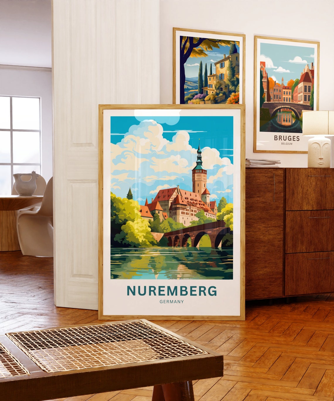 Nuremberg Germany Personalized Castle River Bridge Travel Poster - Image 5