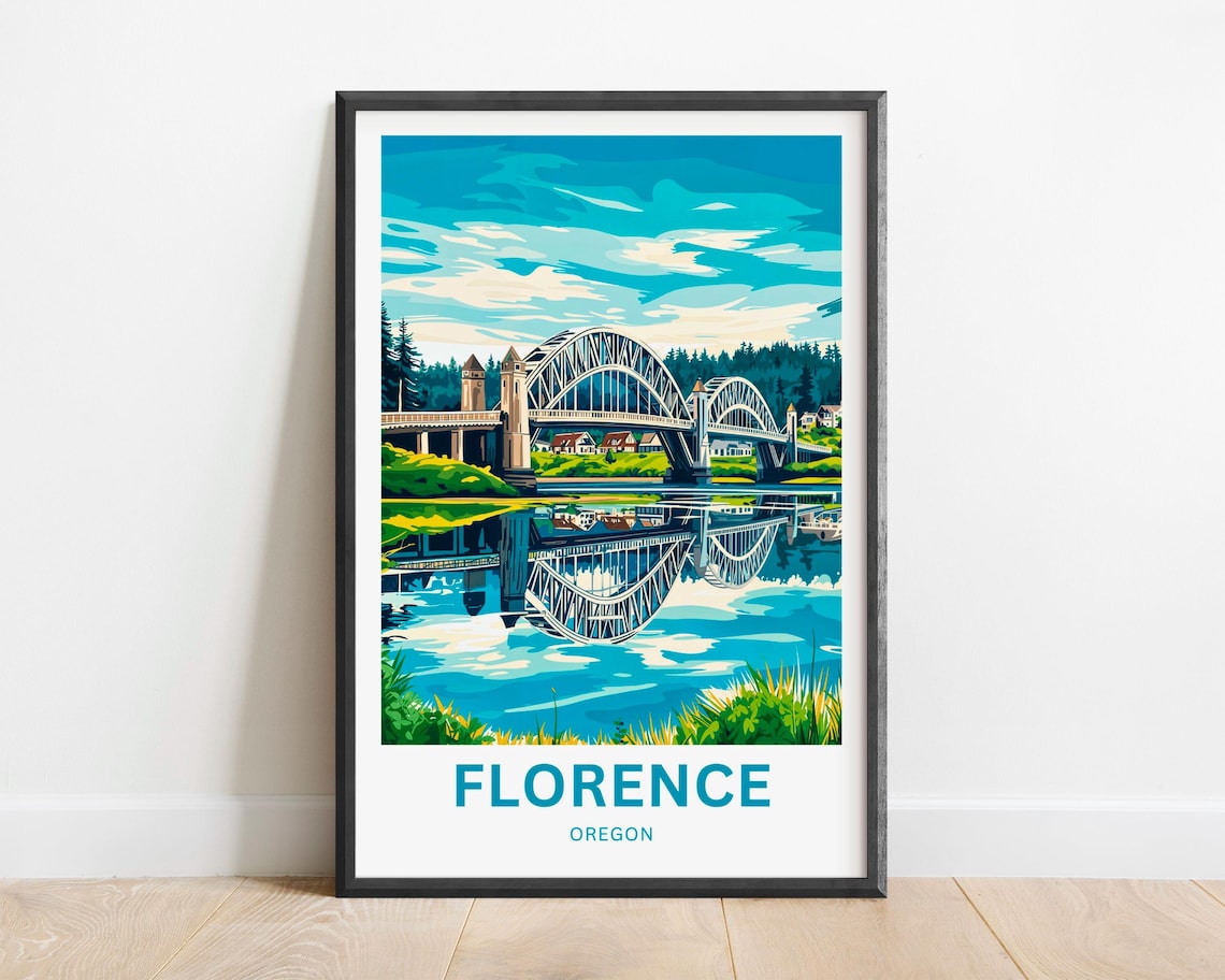 Florence Travel Poster, Oregon Wall Art Print
