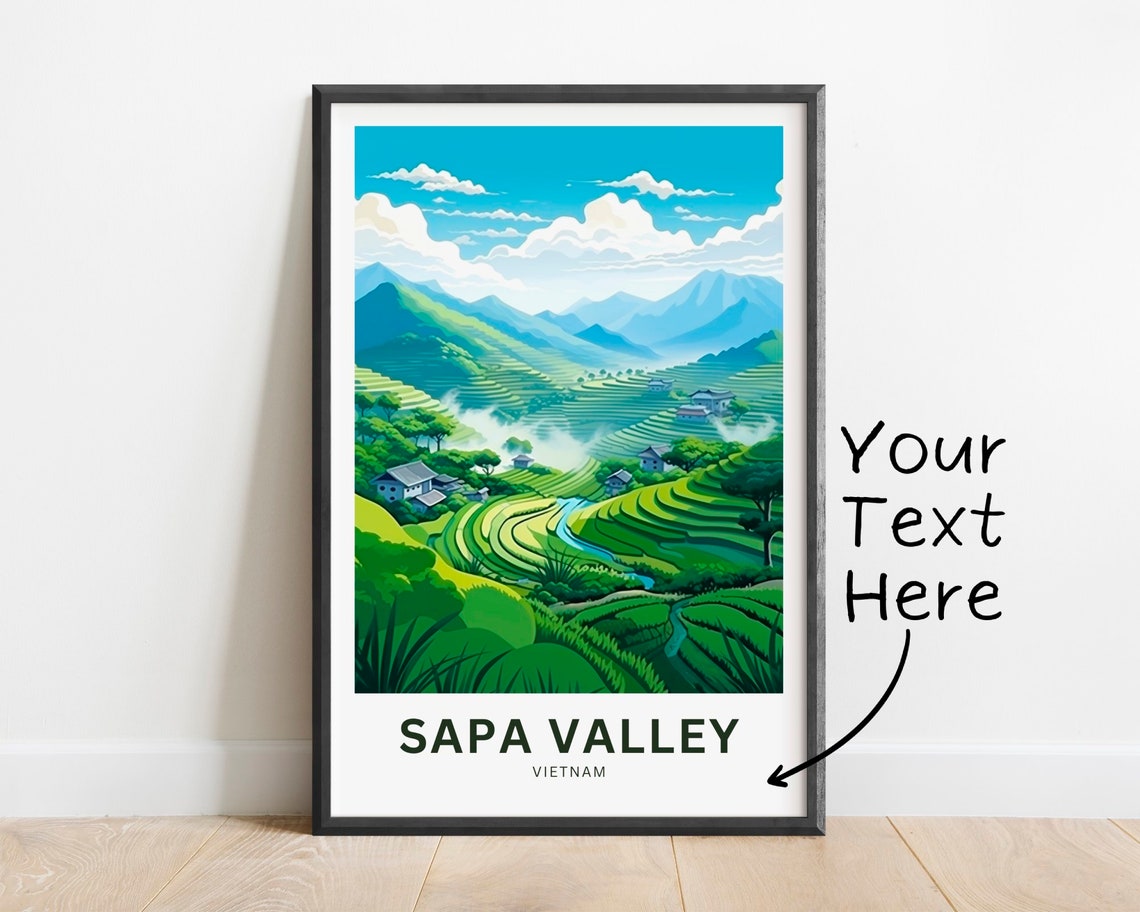 Sapa Valley Vietnam Rice Terraces Personalized Travel Poster