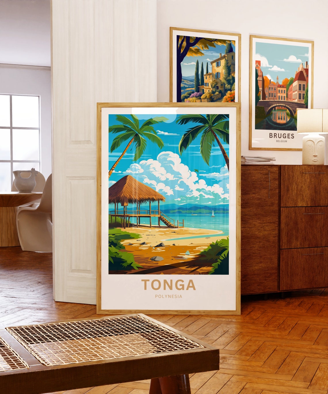 Personalized Tonga Polynesia Custom Text Beach Hut Palm Island Poster - Image 5