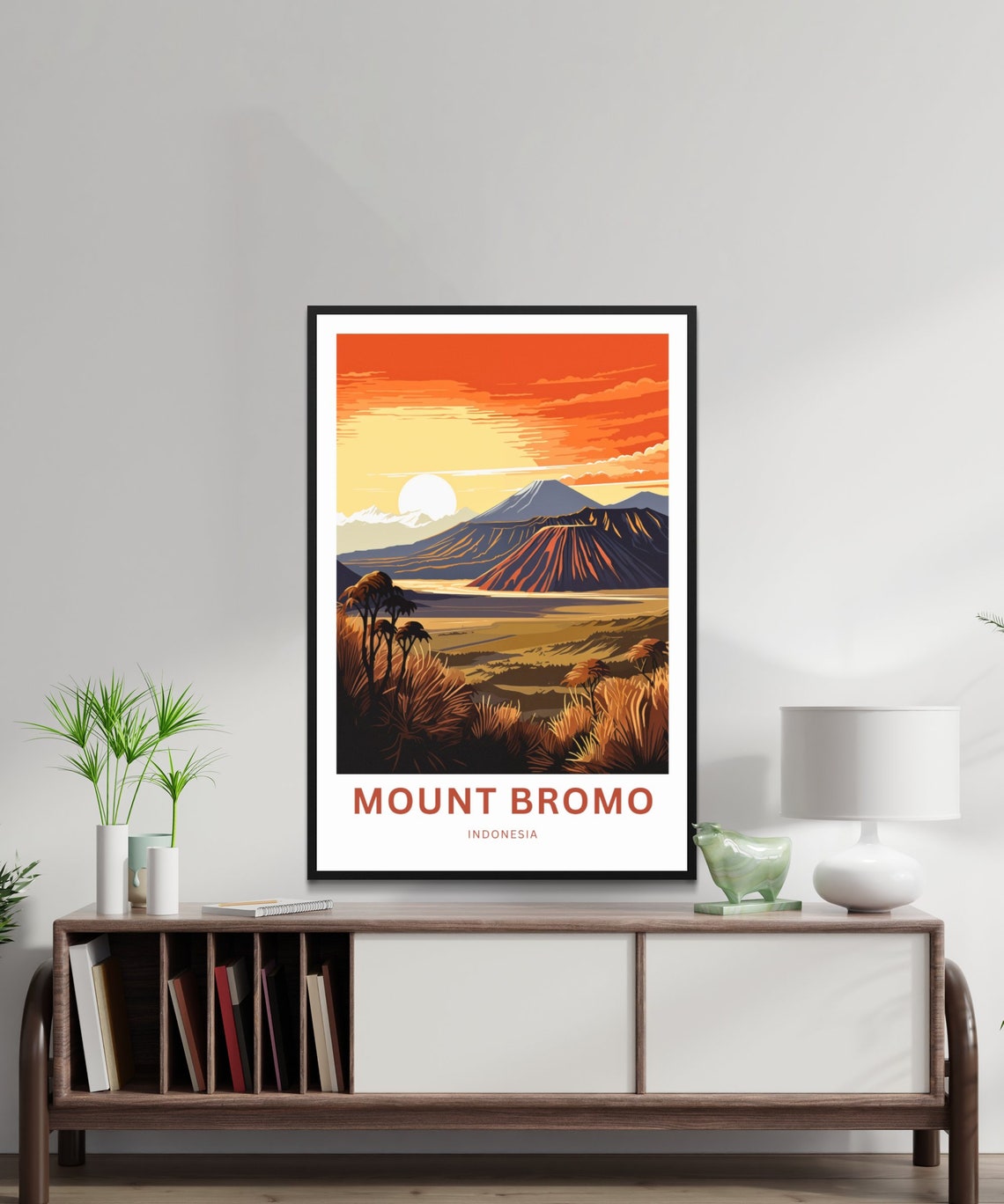Mount Bromo Indonesia Sunset Caldera Savanna Grass Art Poster - Image 2