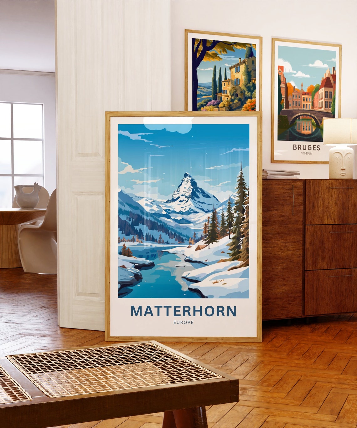 Personalized Matterhorn Europe Snowcapped Peak Lake Travel Poster - Image 5