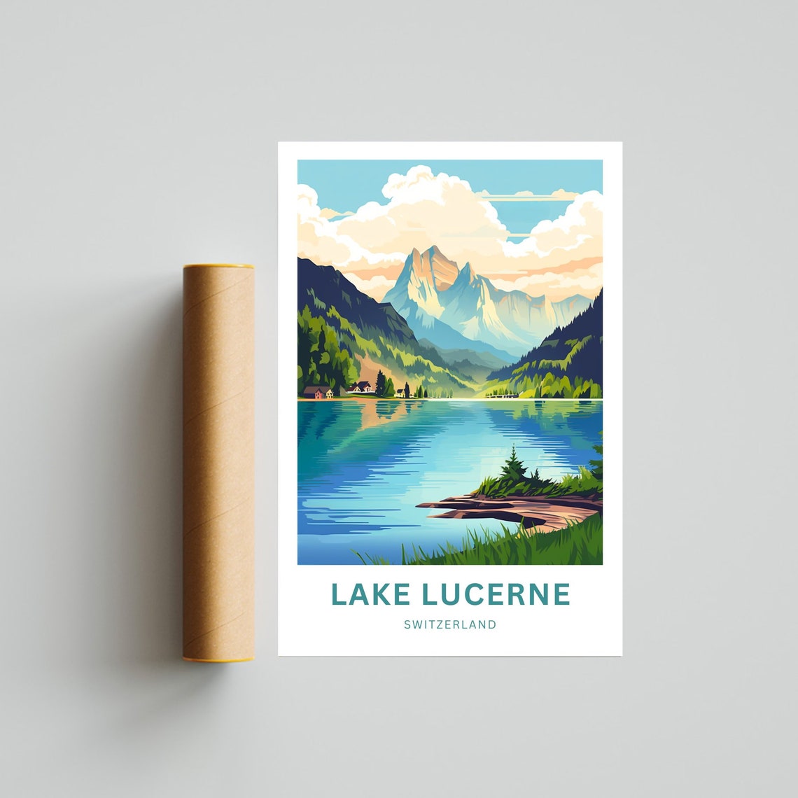 Lake Lucerne Switzerland Turquoise Lake Alpine Peaks Travel Poster - Image 4